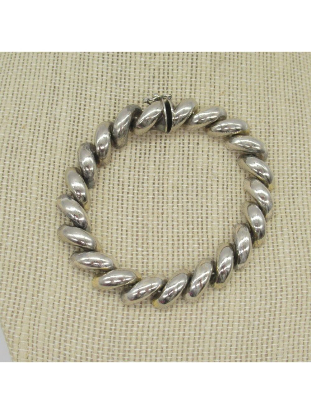 Vintage Sterling Silver San Marco Link Bracelet 10mm 21.7g Box Clasp Italy .925